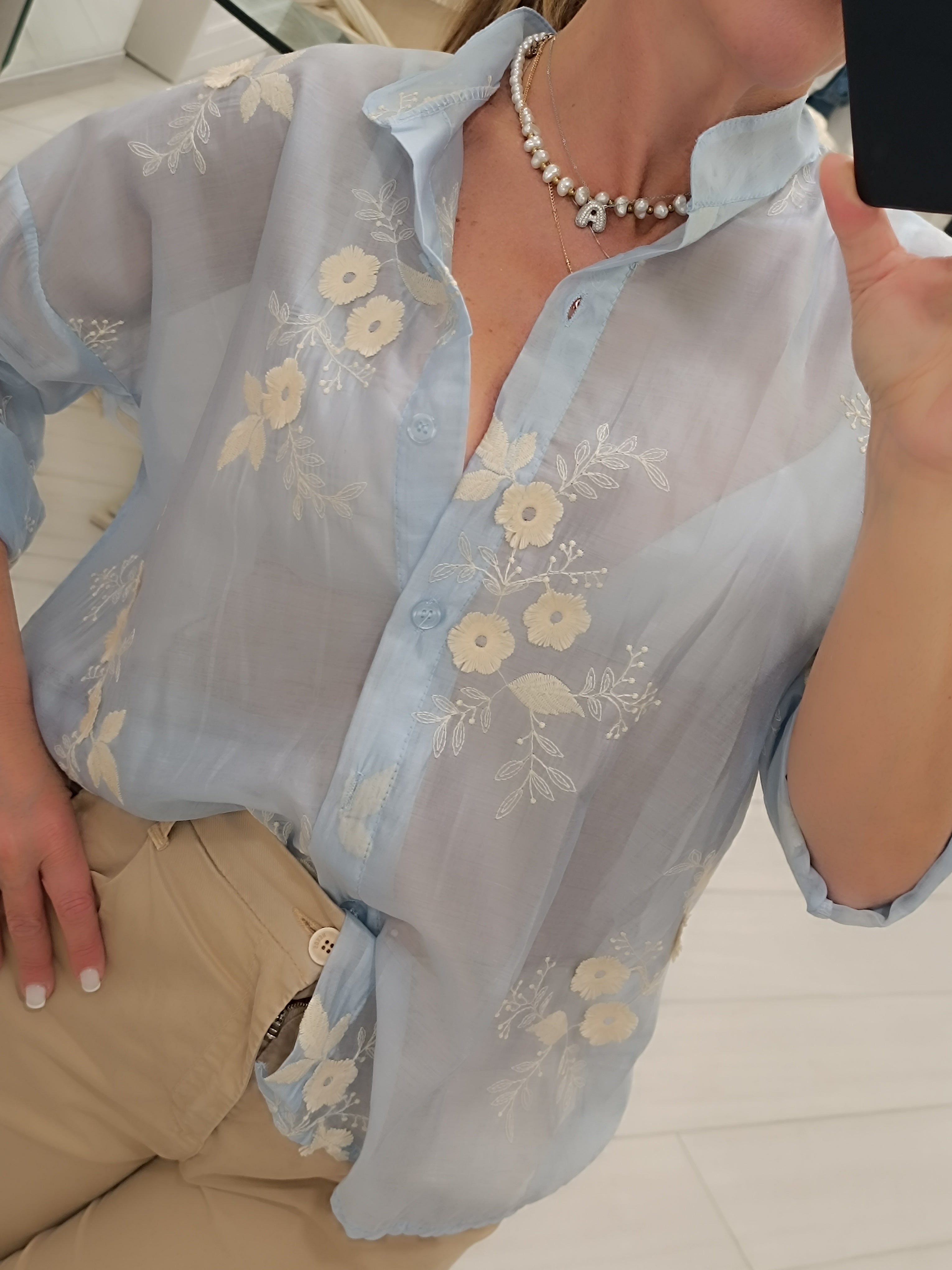 Camicia garza fiore