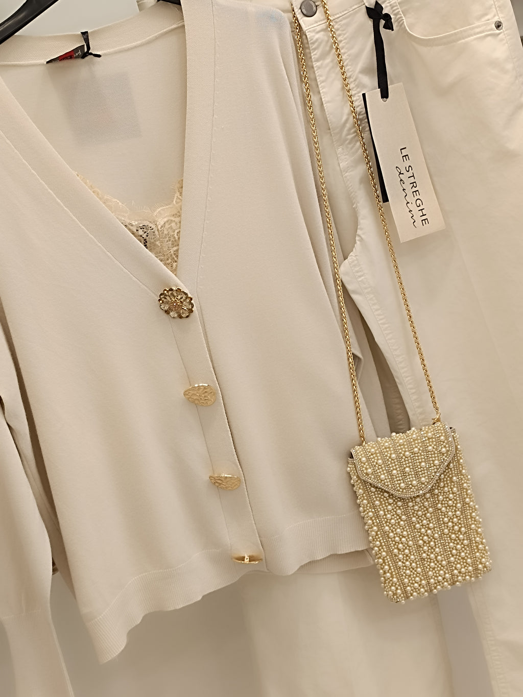 Cardigan bottone gioiello