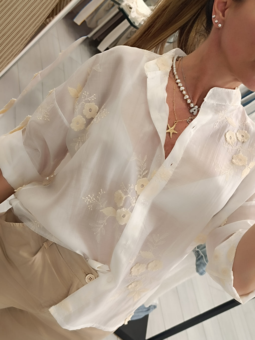 Camicia garza fiore