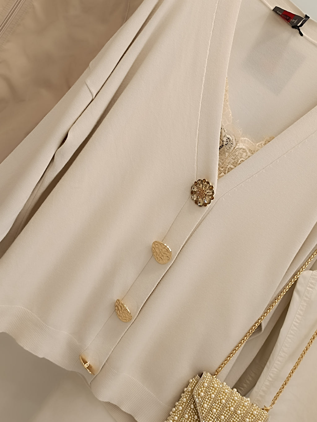Cardigan bottone gioiello