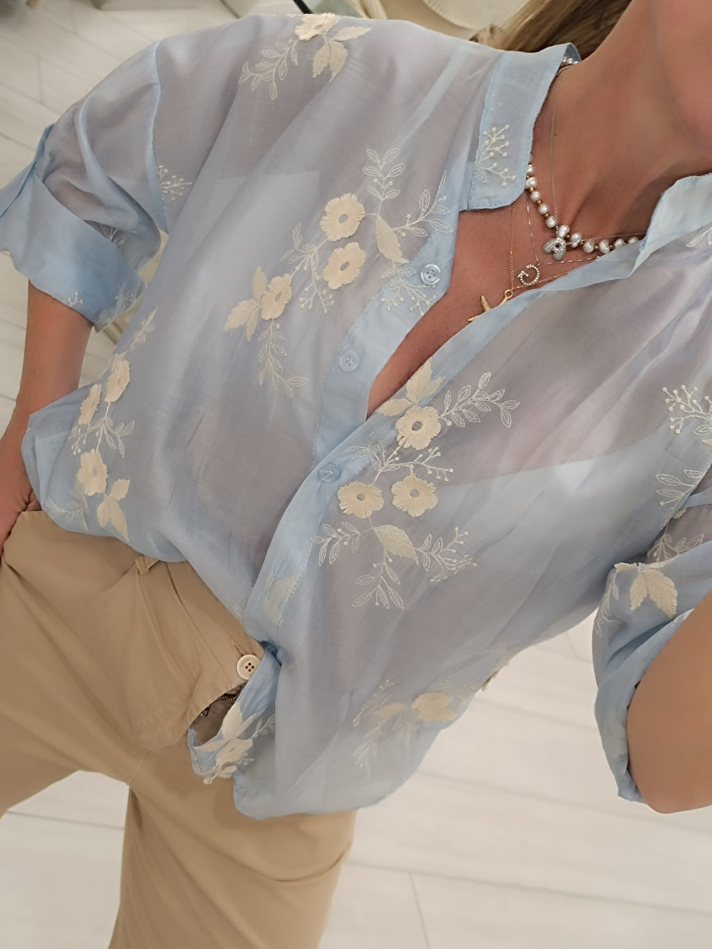 Camicia garza fiore