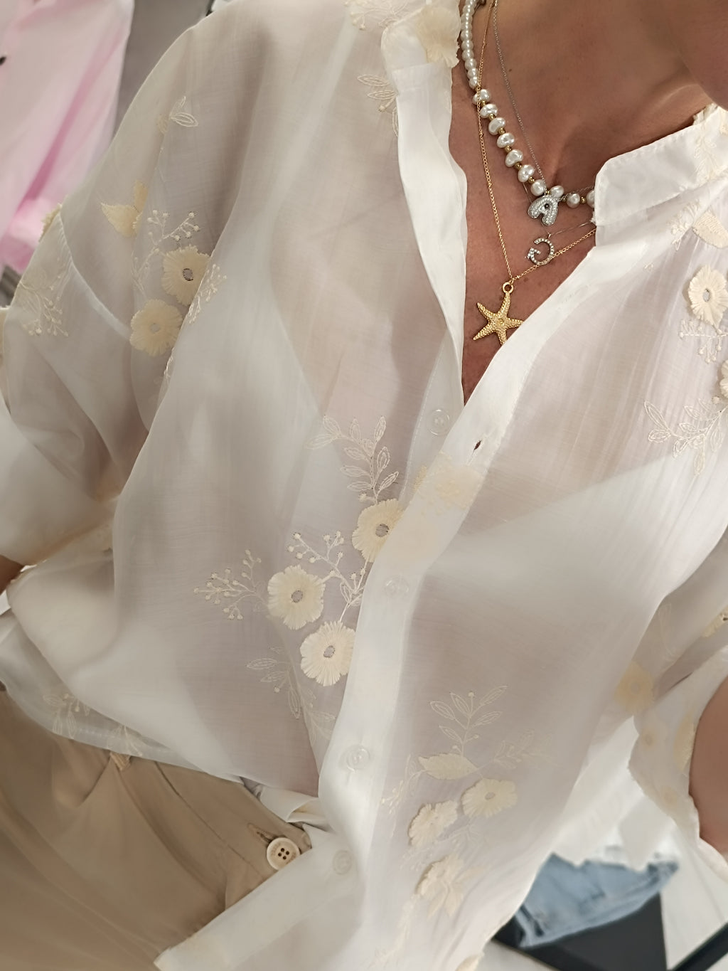 Camicia garza fiore